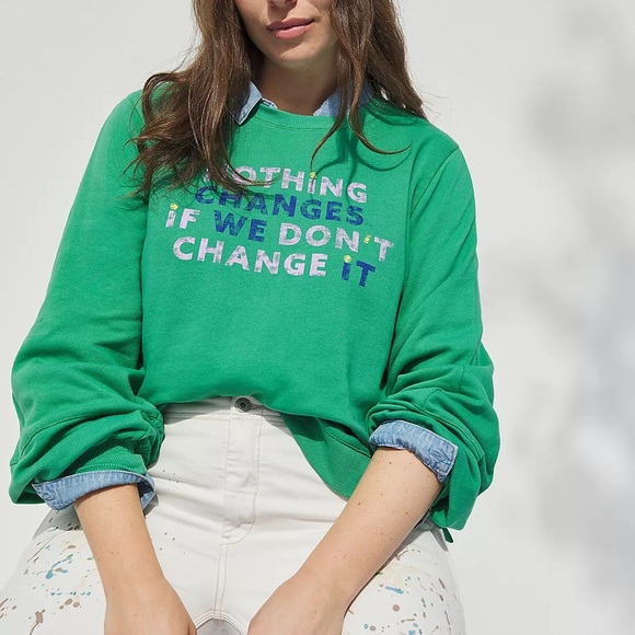 Anthropologie Tops - Anthropologie Green Graphic Sweatshirt
